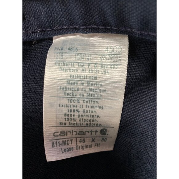 Carhartt Mens Loose Fit Originals B11-MDT 46x30 Midnight Blue Carpenter Jeans Wo - Picture 4 of 5